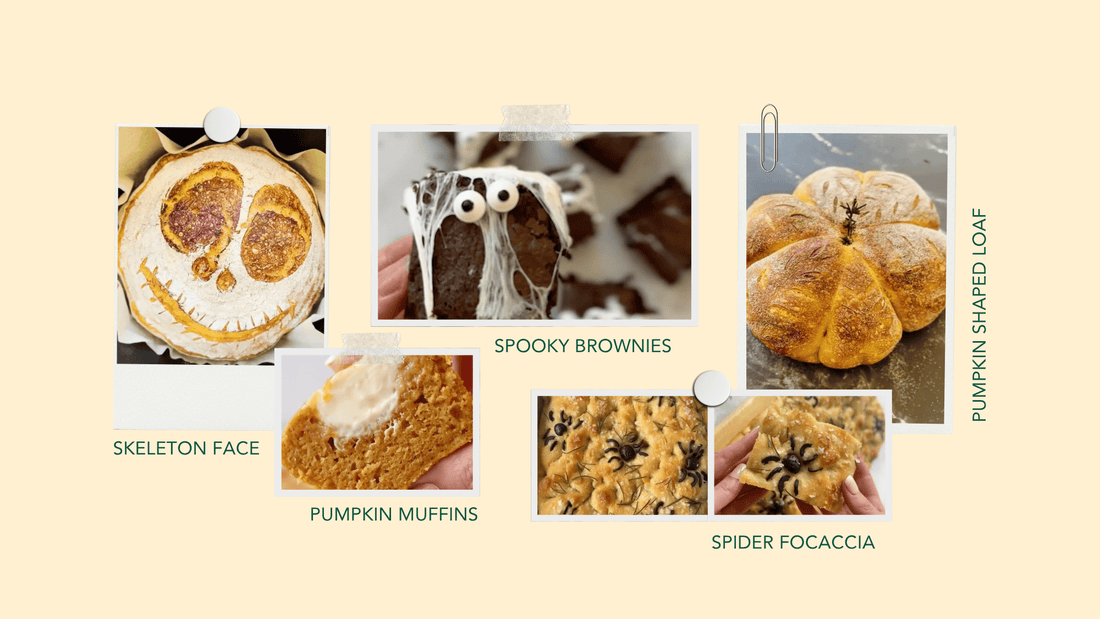 Easy Halloween Bakes:Pumpkin Muffins, Spider Focaccia & Skeleton Sourdough